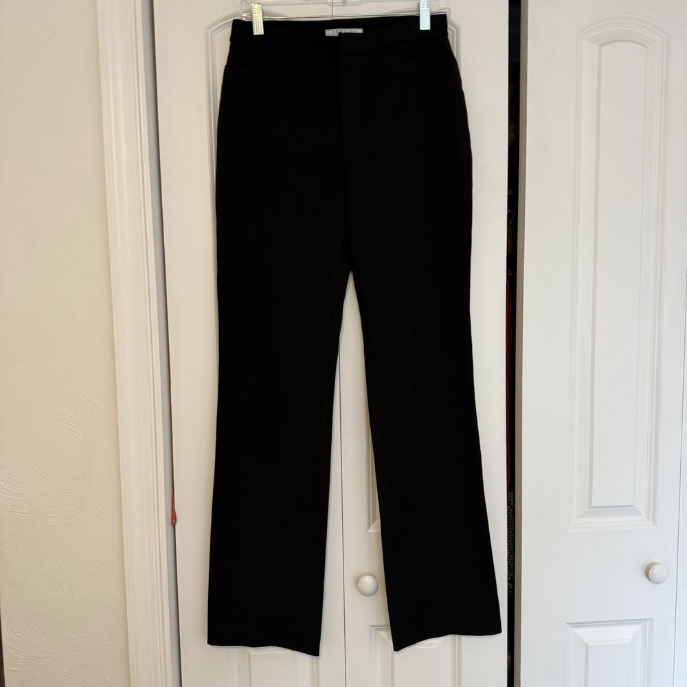 Vertigo Paris Women Dress Pants Sz 10 Black High Rise Stretch Straight Leg Franc